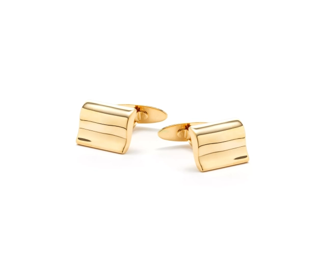 Spinki do mankietów srebrne pozłacane z subtelnym żłobieniem, eleganckie i klasyczne