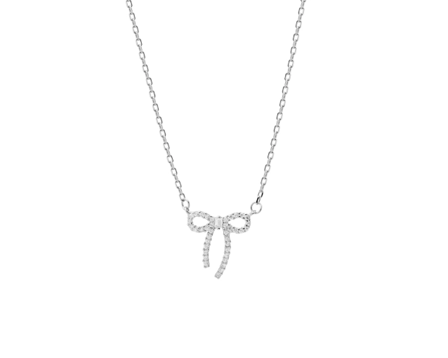Naszyjnik srebrny z kokardą, minimalistyczny i delikatny