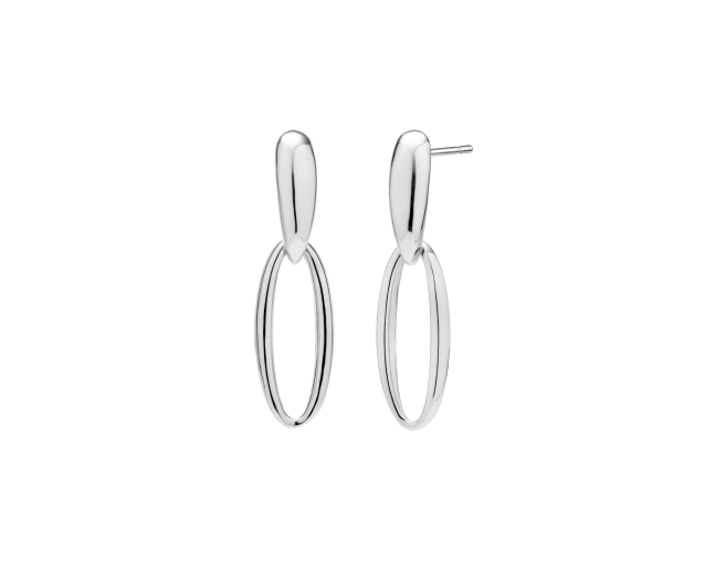 Kolczyki srebrne wiszące z owalnym elementem, minimalistyczne