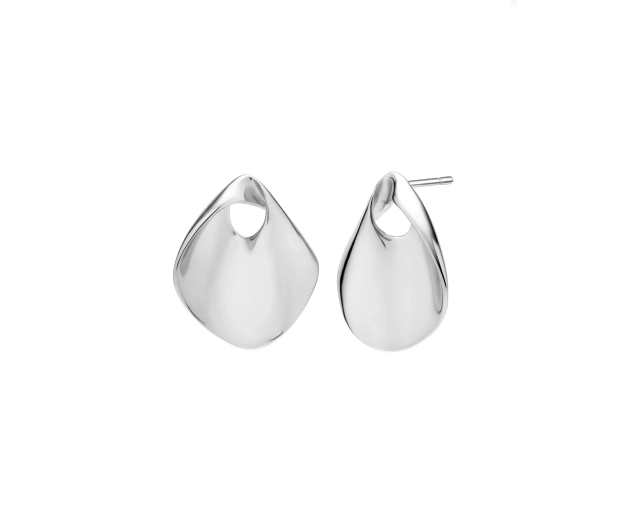 Kolczyki srebrne sztyfty o falistym kształcie, lustrzane