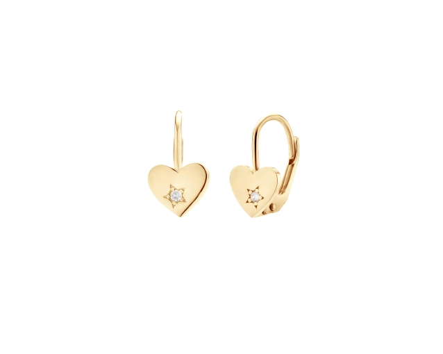 Kolczyki pozłacane serca z małą błyszczącą cyrkonią