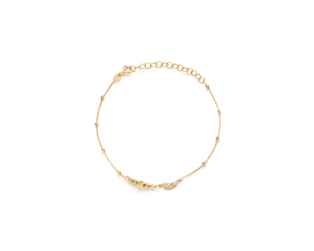 Bransoletka srebrna pozłacana z delikatnym skrzydłem