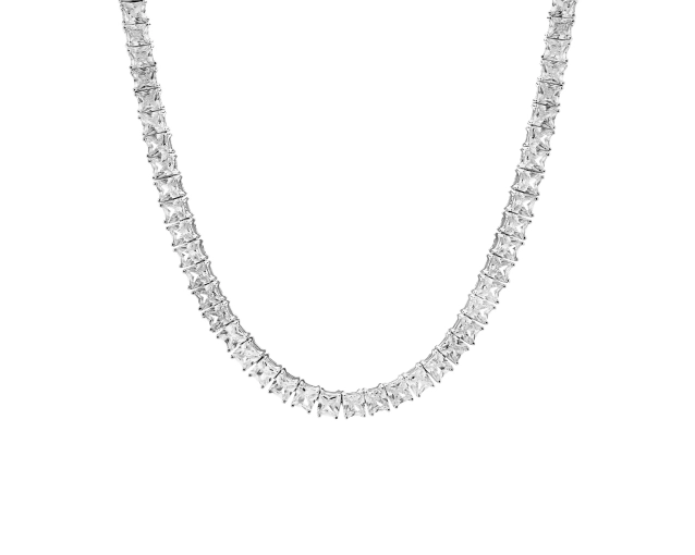Naszyjnik srebrny wysadzany cyrkoniami o dużym blasku