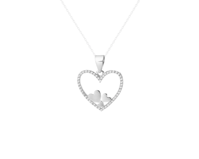 Zawieszka srebrna w kształcie serca z cyrkoniami