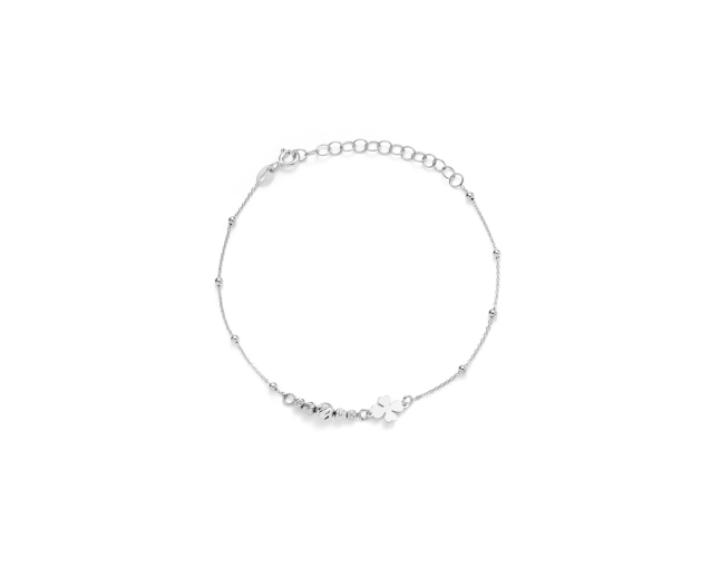 Bransoletka srebrna z koniczynką i ozdobnymi kulkami