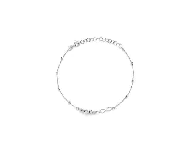 Bransoletka srebrna z symbolem nieskończoności i ozdobnymi kulkami