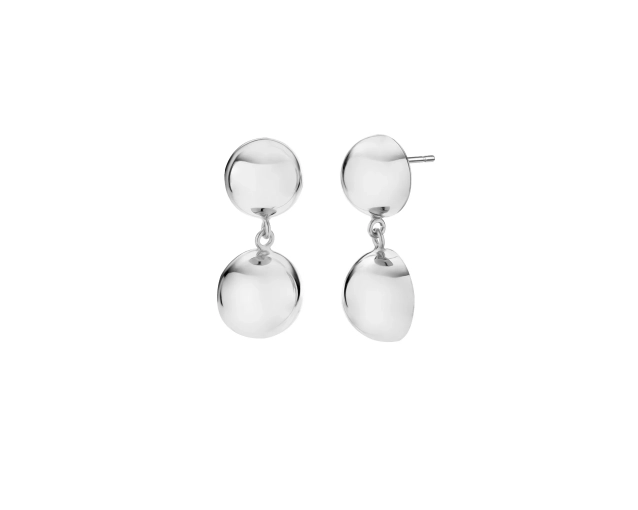 Kolczyki srebrne wiszące z podwójnymi kulami, nowoczesne i lśniące