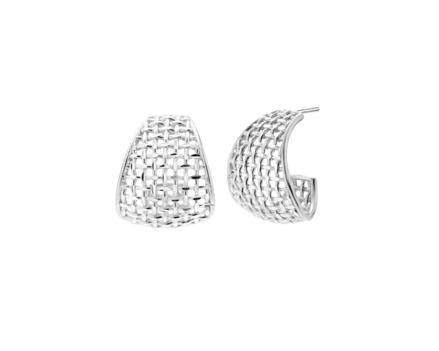 Kolczyki srebrne półokrągłe z ażurowym wzorem