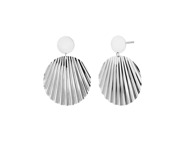 Kolczyki srebrne duże w kształcie wachlarzowej muszli