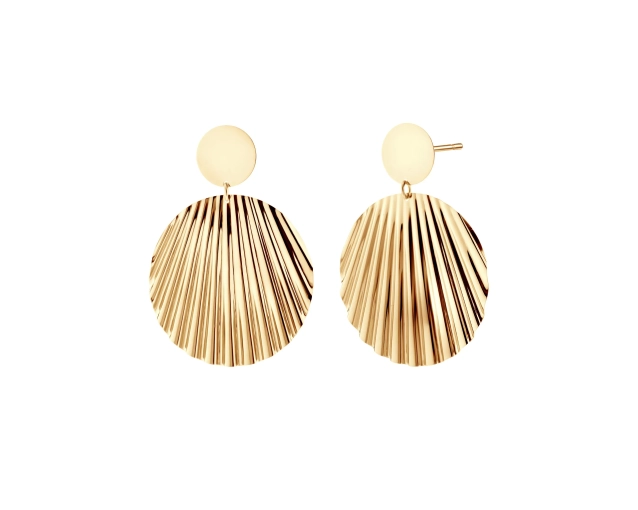 Kolczyki srebrne pozłacane duże w kształcie wachlarzowej muszli