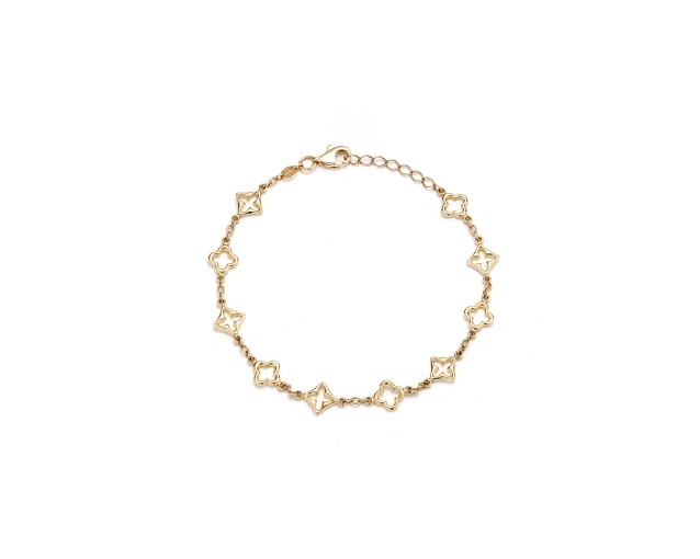 Złota bransoletka z ażurowymi kwiatowymi motywami