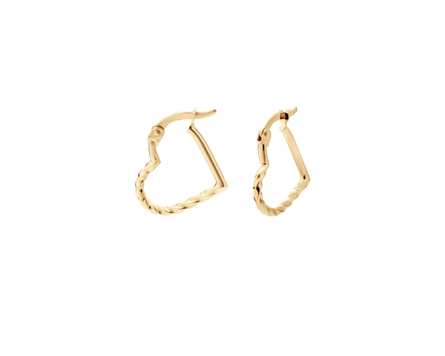 Kolczyki złote serca z skręconym wzorem