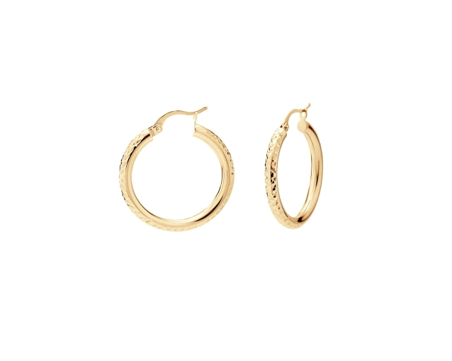 Złote kolczyki koła średnie z ozdobnym rantem