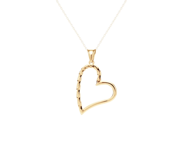 Złota zawieszka serce skręcane w połysku