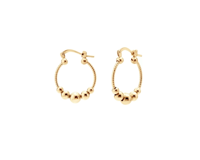Kolczyki pozłacane małe koła z kulkami o gładkiej powierzchni