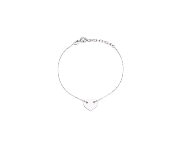 Bransoletka srebrna łańcuszkowa z blaszką w kształcie serduszka