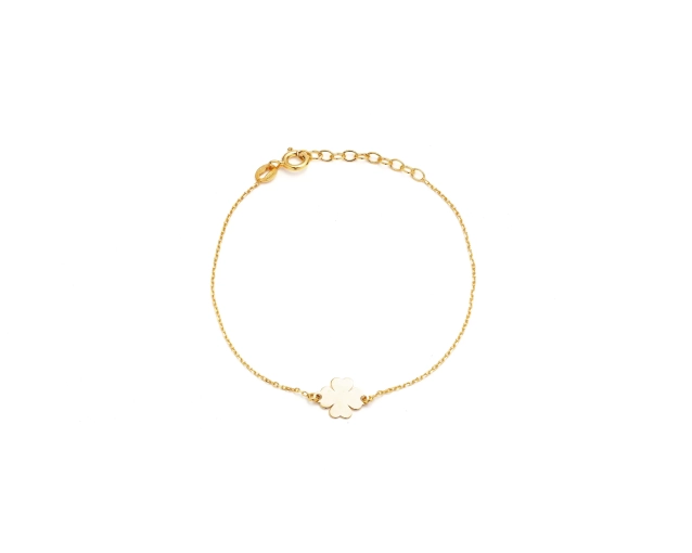 Bransoletka srebrna pozłacana mała z koniczynką