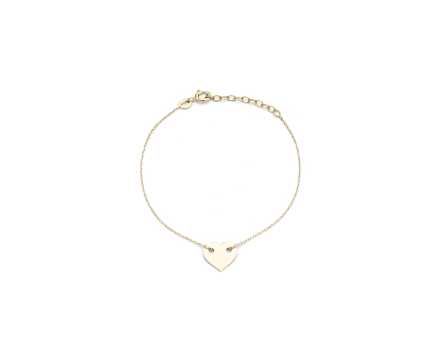 Bransoletka srebrna pozłacana z sercem
