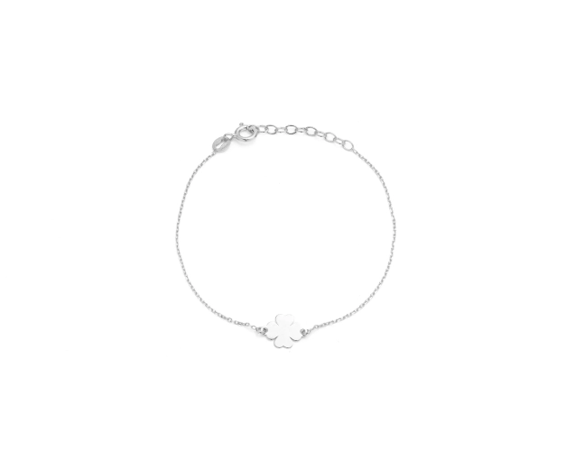 Bransoletka srebrna z koniczynką na delikatnym łańcuszku