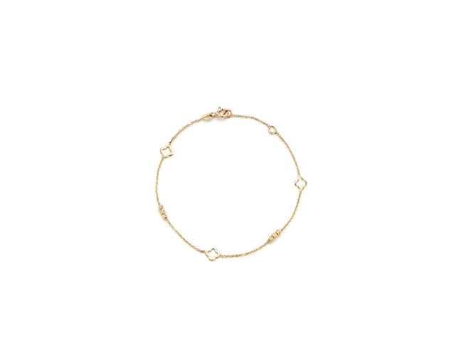 Bransoletka złota z rozetkami i drobnymi kuleczkami