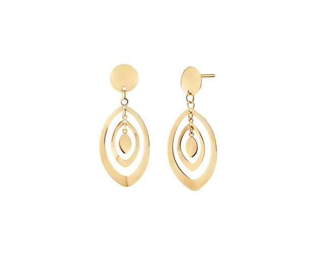 Kolczyki złote owalne wiszące