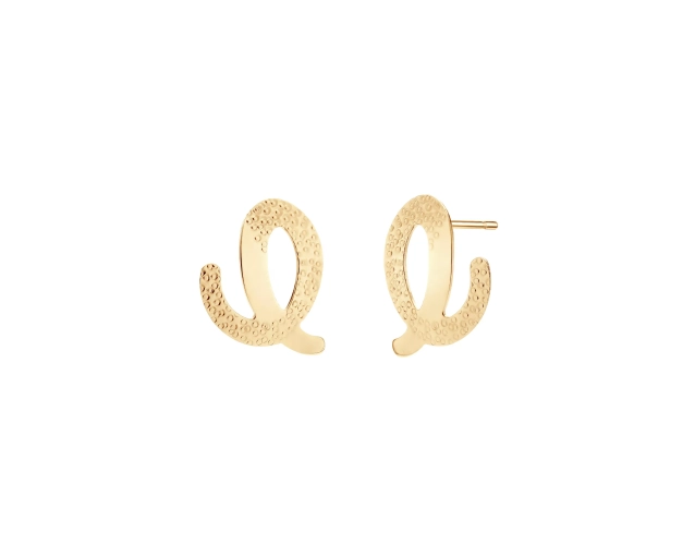 Kolczyki złote w kształcie litery e