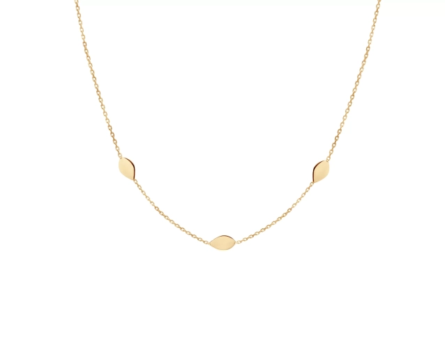 Naszyjnik złoty z łezkowymi elementami w delikatnej kompozycji