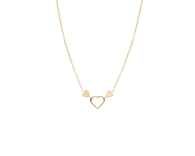 Naszyjnik złoty z trzema sercami 