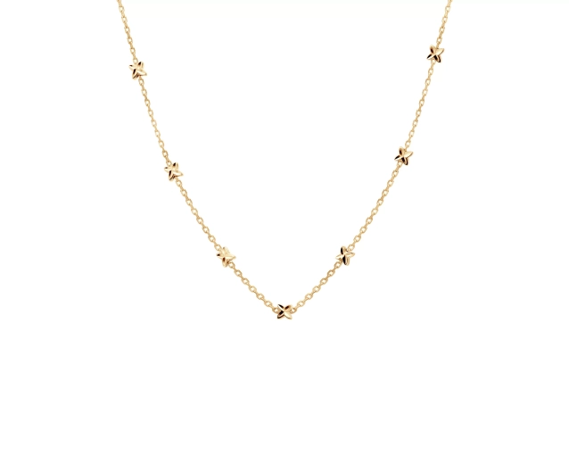 Naszyjnik złoty z drobnymi zawieszkami w kształcie gwiazdek