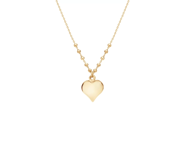 Naszyjnik srebrny pozłacany z sercem
