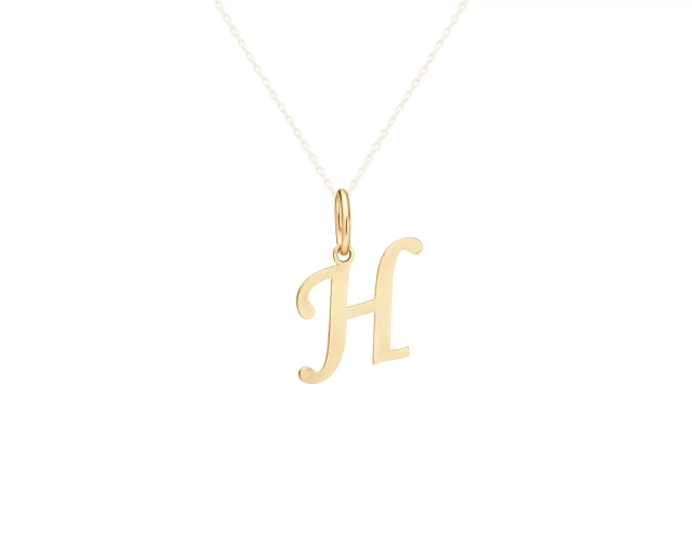 Zawieszka złota litera H z połyskiem i klasycznym wykończeniem