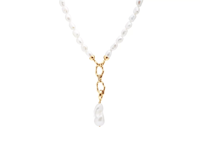 Naszyjnik ze stali szlachetnej i pereł 