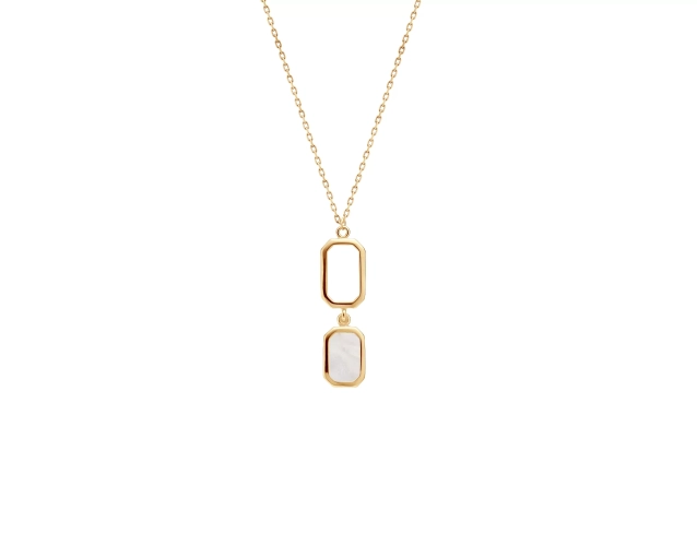 Naszyjnik srebrny pozłacany z masą perłową