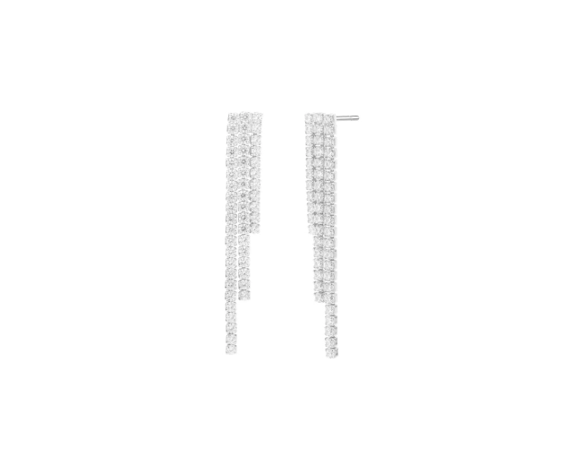 Kolczyki srebrne wiszące z cyrkoniami