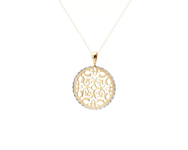 Zawieszka złota okrągła z orientalnym wzorem 