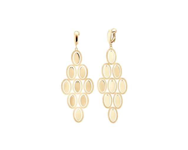 Kolczyki złote wiszące z połączonych owalnych elementów