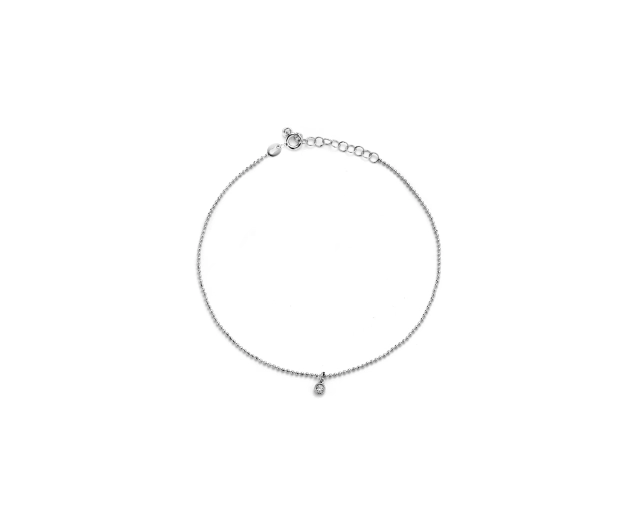 Bransoletka srebrna na nogę z cyrkonią
