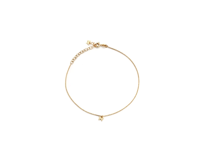 Bransoletka srebrna pozłacana na nogę z motylkiem na łańcuszku