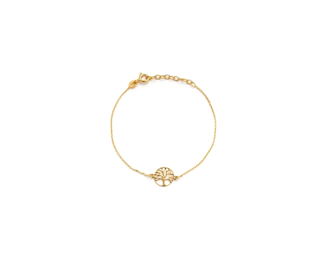 Bransoletka pozłacana srebrna z motywem drzewa życia na nogę