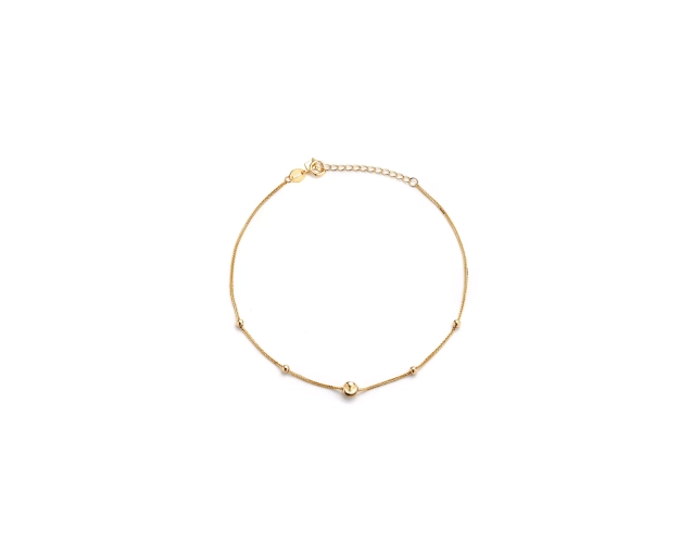 Bransoletka złota z kulkami na delikatnym łańcuszku ze złota 585
