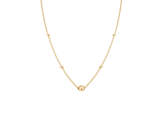 Naszyjnik złoty z kulką i wieloma drobnymi kulkami ze złota 585