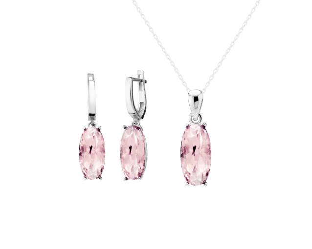 Komplet srebrny z sułtanitem o podłużnym szlifie