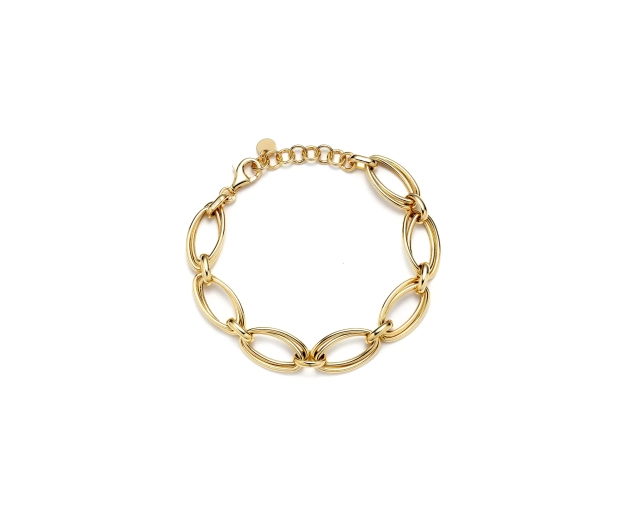Bransoletka srebrna pozłacana z dużych owalnych ogniw