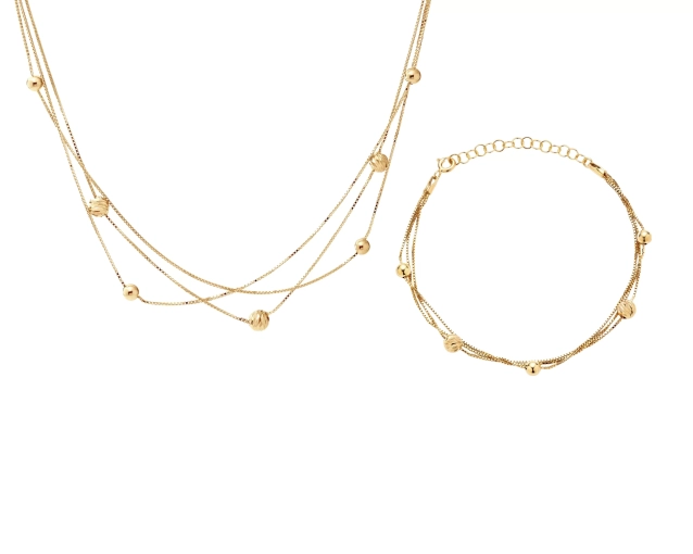 Zestaw pozłacany potrójny z kulkami PRS 0086