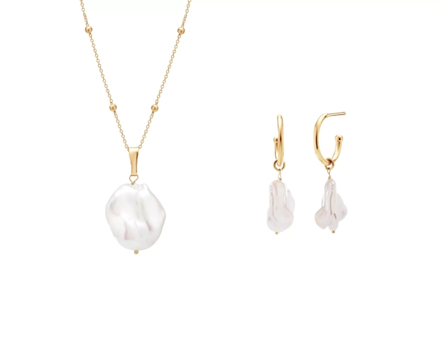 Zestaw pozłacany perła PRS 0102