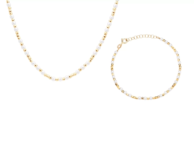 Zestaw pozłacany z perłami PRS 0112