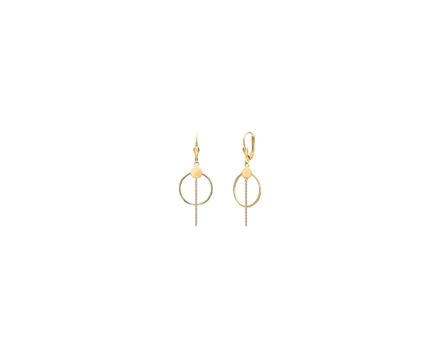 Kolczyki złote wiszące na biglu angielskim koła z łańcuszkiem