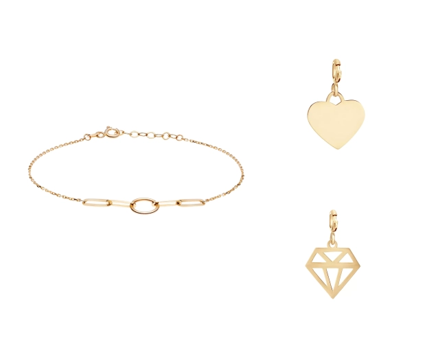 Zestaw złotej biżuterii charms PRZ 0044