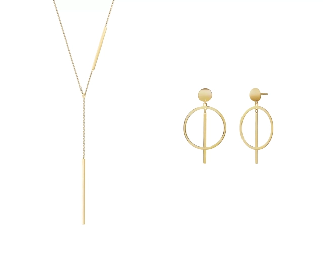 Zestaw złotej biżuterii z kołami i krawatką PRZ 0049