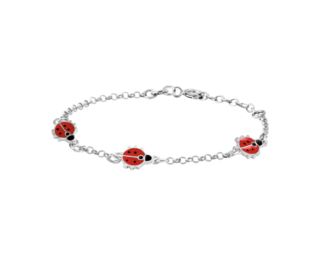 Bransoletka srebrna z kolorowymi biedronkami